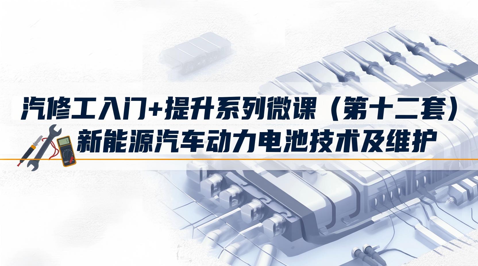汽修工入门+提升系列微课（第十二套）：新能源汽车动力电池技术及维护